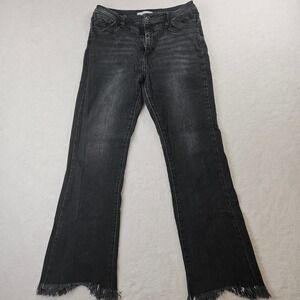 KanCan Maurices Womens Black Frayed Hem Flare Jeans Size 31 Style 213419